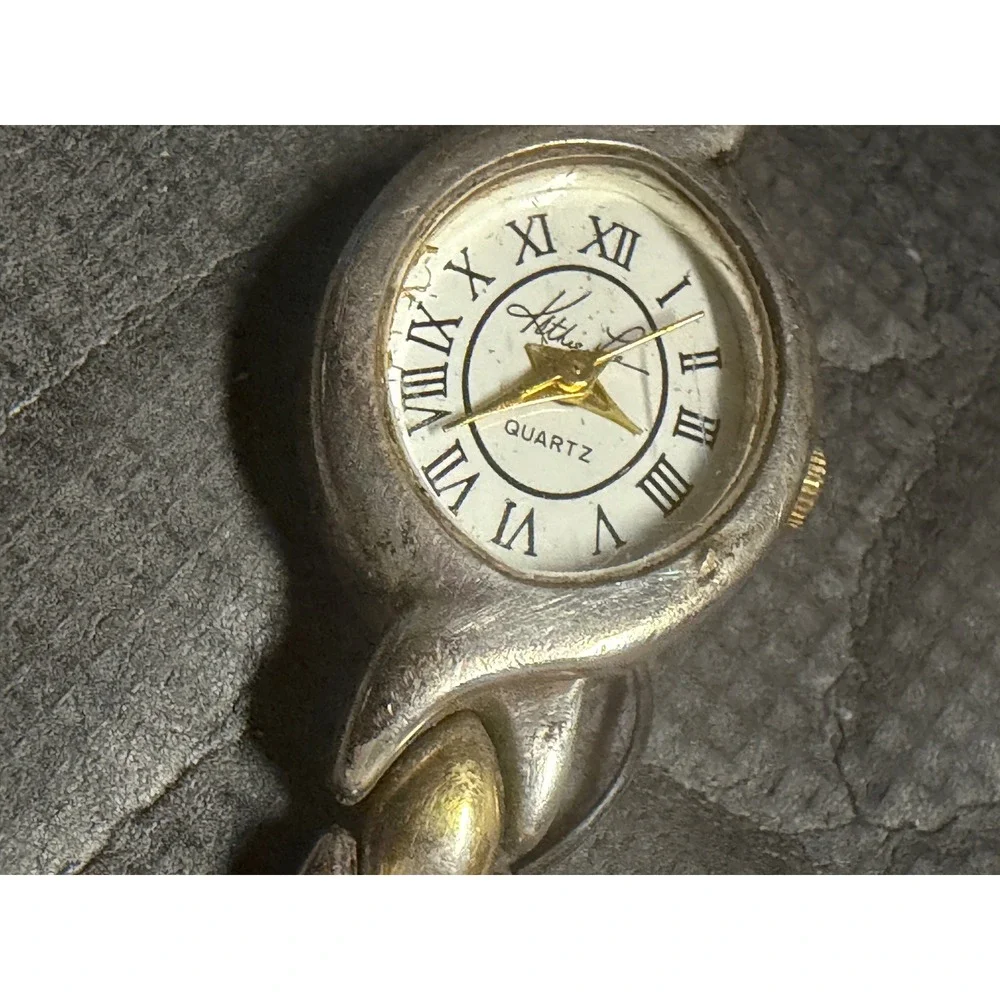 Kathie Lee Quartz Watch Silver Gold Two Tone Analog‎ 90s Y2K 77/5037 Oval